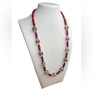 Primary Color Wedding Cake Glass Beaded Necklace